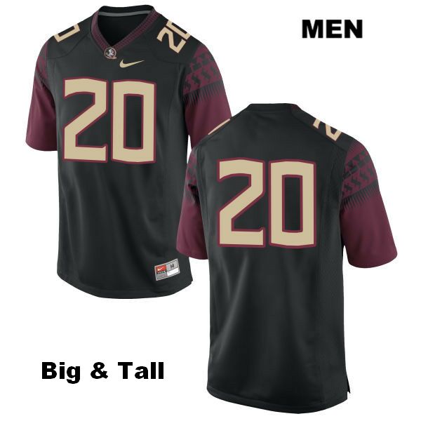 Men's NCAA Nike Florida State Seminoles #20 Jaiden Woodbey College Big & Tall No Name Black Stitched Authentic Football Jersey SRP0769EV
